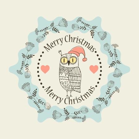 frame for text with an owlのイラスト素材