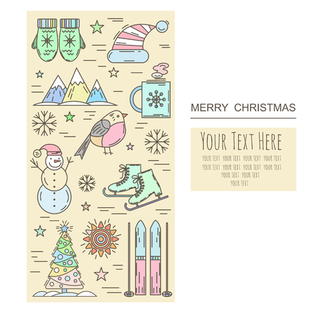Christmas frame template card. Vector backgroundのイラスト素材
