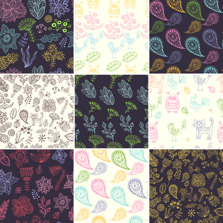 Seamless vector floral pattern setのイラスト素材