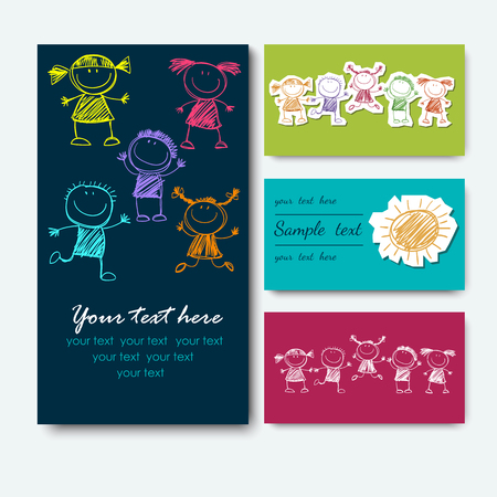 Business cards collection, people crowd designのイラスト素材