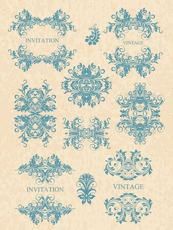 vector set calligraphic design elements and page decoration  lots of useful elements to embellish your layoutのイラスト素材