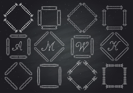 frames for text hand-drawn. Set of design elementsのイラスト素材