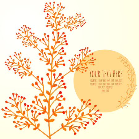 watercolor card with branchesのイラスト素材