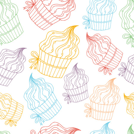 Seamless pattern of cupcakesのイラスト素材
