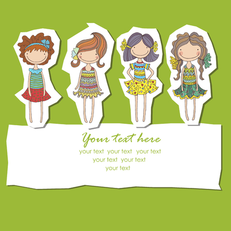 background with the image of well-dressed girlsのイラスト素材