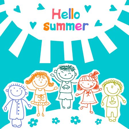 background with the image of funny kidsのイラスト素材