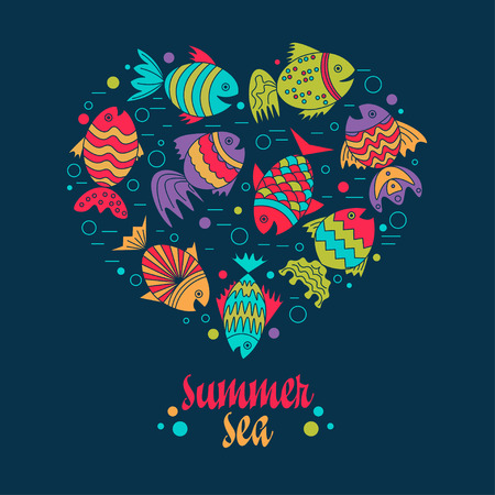 frame for text with fishのイラスト素材