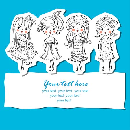 background with the image of a smiling girlのイラスト素材