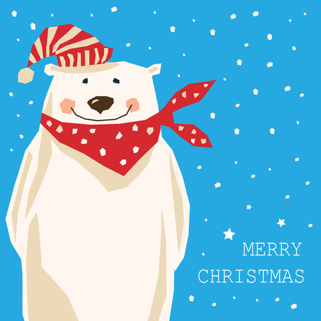 Christmas card with polar bearのイラスト素材