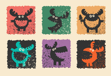 logos with funny monstersのイラスト素材