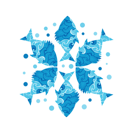 pattern with collection of tropical fish.のイラスト素材