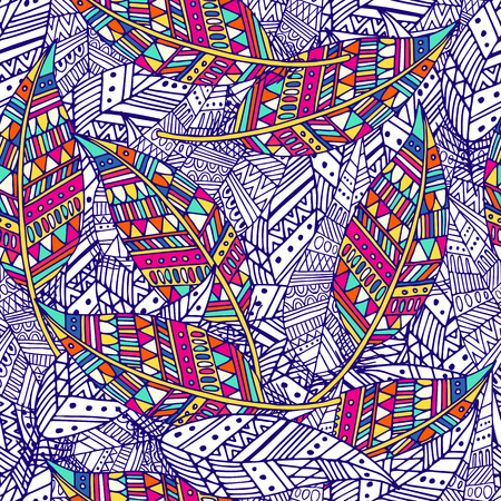 Seamless pattern with feather in vectorのイラスト素材