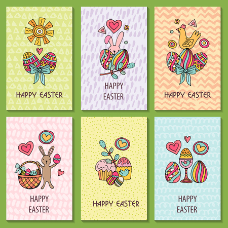 Set of cards for congratulations on Easterのイラスト素材