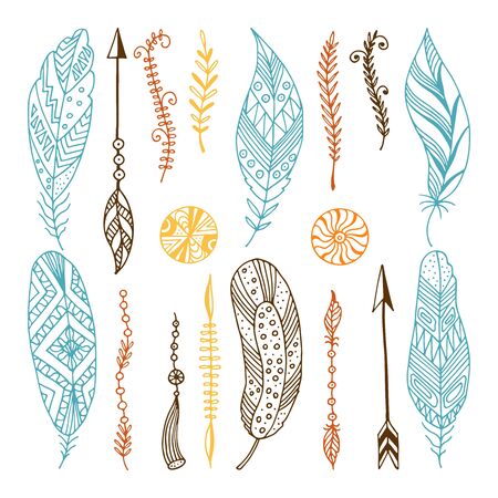 Set of creative Boho style Frames mady by Ethnic.のイラスト素材