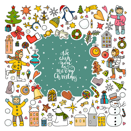 Vector set of different colored icons for Christmasのイラスト素材