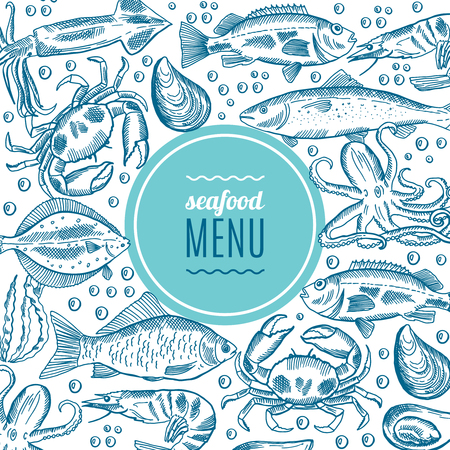 Seafood menu design vectorのイラスト素材