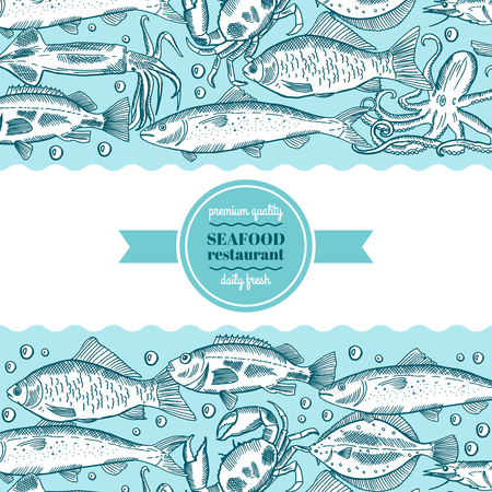 Seafood menu design vectorのイラスト素材