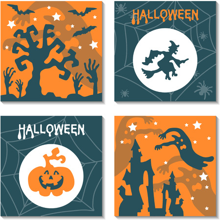 Halloween banners in cartoon style.のイラスト素材