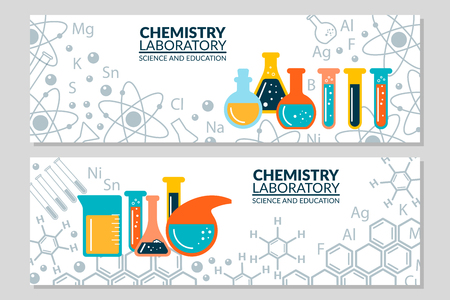 A set of scientific laboratory research banners Vector illustrationのイラスト素材