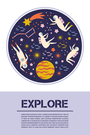 space exploration. Objects, symbols design elements Vector illustrationのイラスト素材