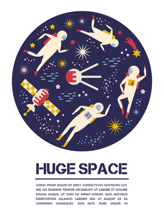 Space and astronauts. Objects, symbols, design elements Vector illustrationのイラスト素材