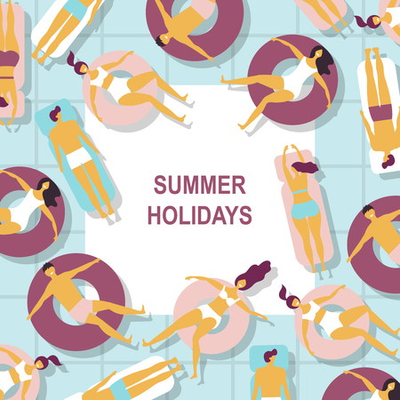 People on the beach. Posterのイラスト素材