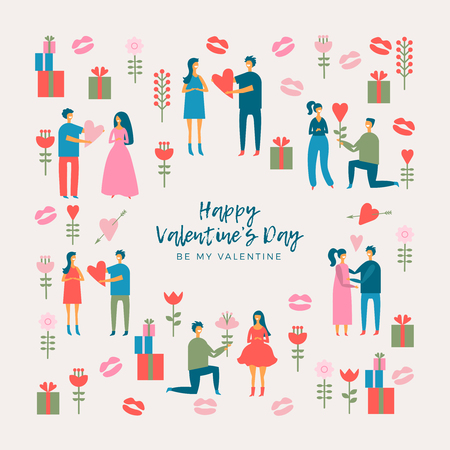 Valentines day. Adult couplesのイラスト素材