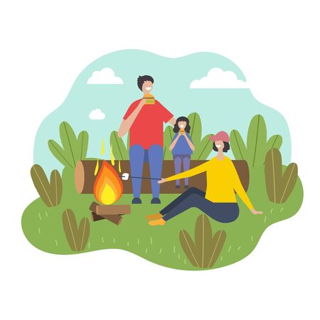 Summer picnic vector illustration on white backgroundのイラスト素材