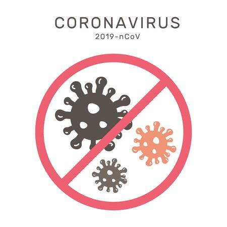 coronavirus ban sign vector illustration on white backgroundのイラスト素材