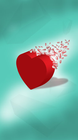 Valentine's day abstract background with red heart. Vector illustration.の写真素材