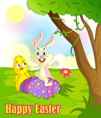 happy easter illustration のイラスト素材