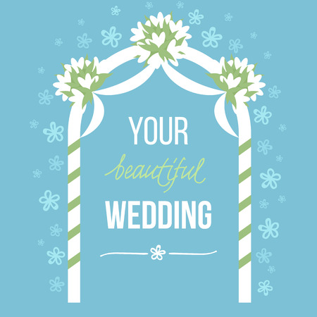 Vector illustration of wedding decoration with  and hand drawn elements. Soft pastel colors. Flat styleのイラスト素材