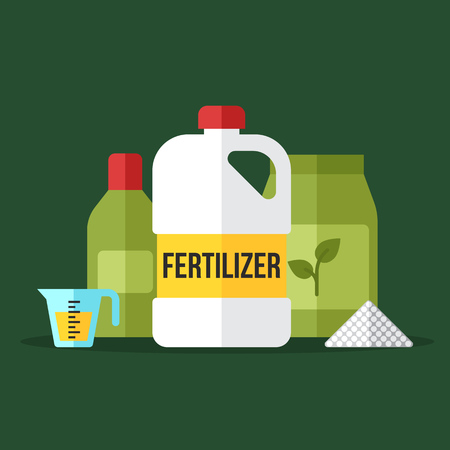Vector illustration of various fertilizers. Flat style.のイラスト素材