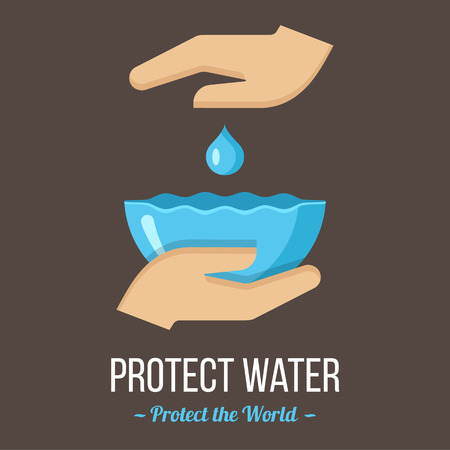 Protect water. Vector poster or banner template. Flat style.のイラスト素材