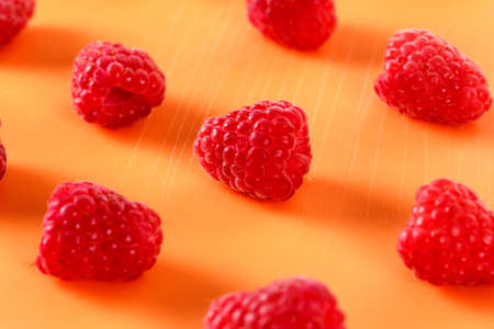 flat fresh raspberries, concept of healthy eating