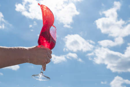 Drink sky glass color wine sunset celebration, ocean alcohol.の写真素材