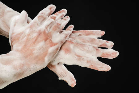 Hand clean healthy soap child. virus handの写真素材