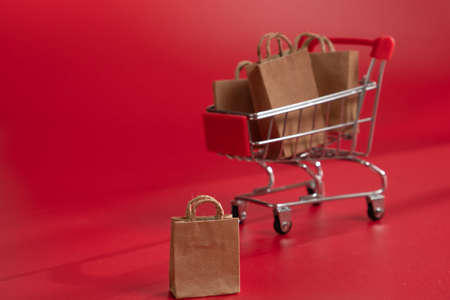 Trolley supermarket shopping online sale. creativeの写真素材
