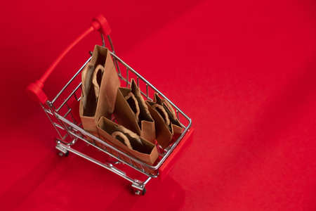 Trolley supermarket shopping online sale. designの写真素材