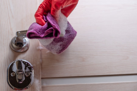 Sanitizing doors, handles and locks during a pandemic.