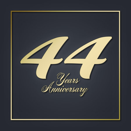 44 forty-four Years anniversary design golden black background jubilee. wedding business
