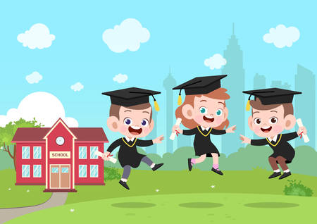 kids graduation vector illustrationのイラスト素材