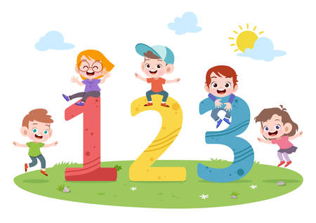 kids play number vector illustrationのイラスト素材