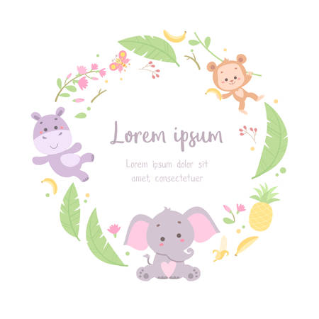 cute floral animal illustration vector set bundleのイラスト素材