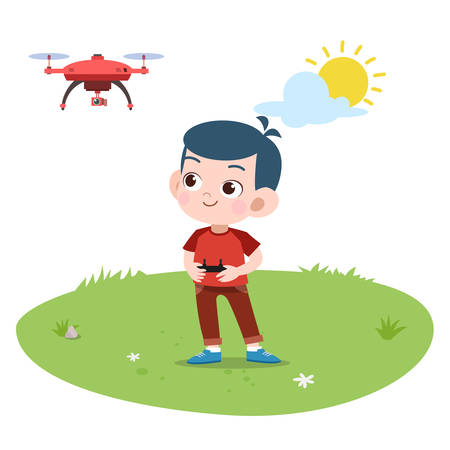 happy kids play with friend vector illustrationのイラスト素材