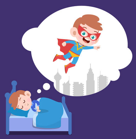 kid cute happy boy sleep dream vector illustrationのイラスト素材