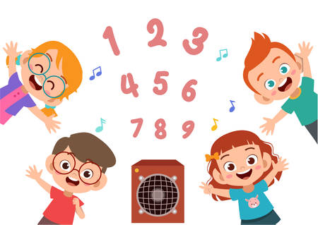 cute kids happy school learn study vectorのイラスト素材