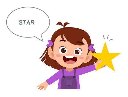 happy cute kids study many shape polygonのイラスト素材