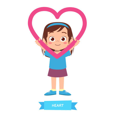 happy cute kids study many shape polygonのイラスト素材