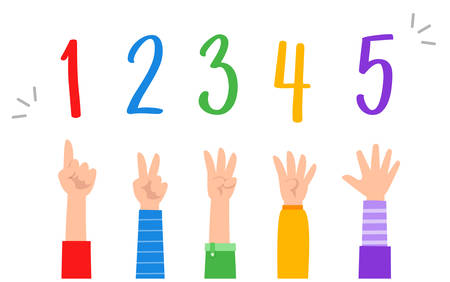 cute little kid study math number count appleのイラスト素材